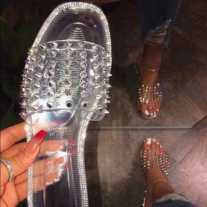 Clear spike & crystal sandals